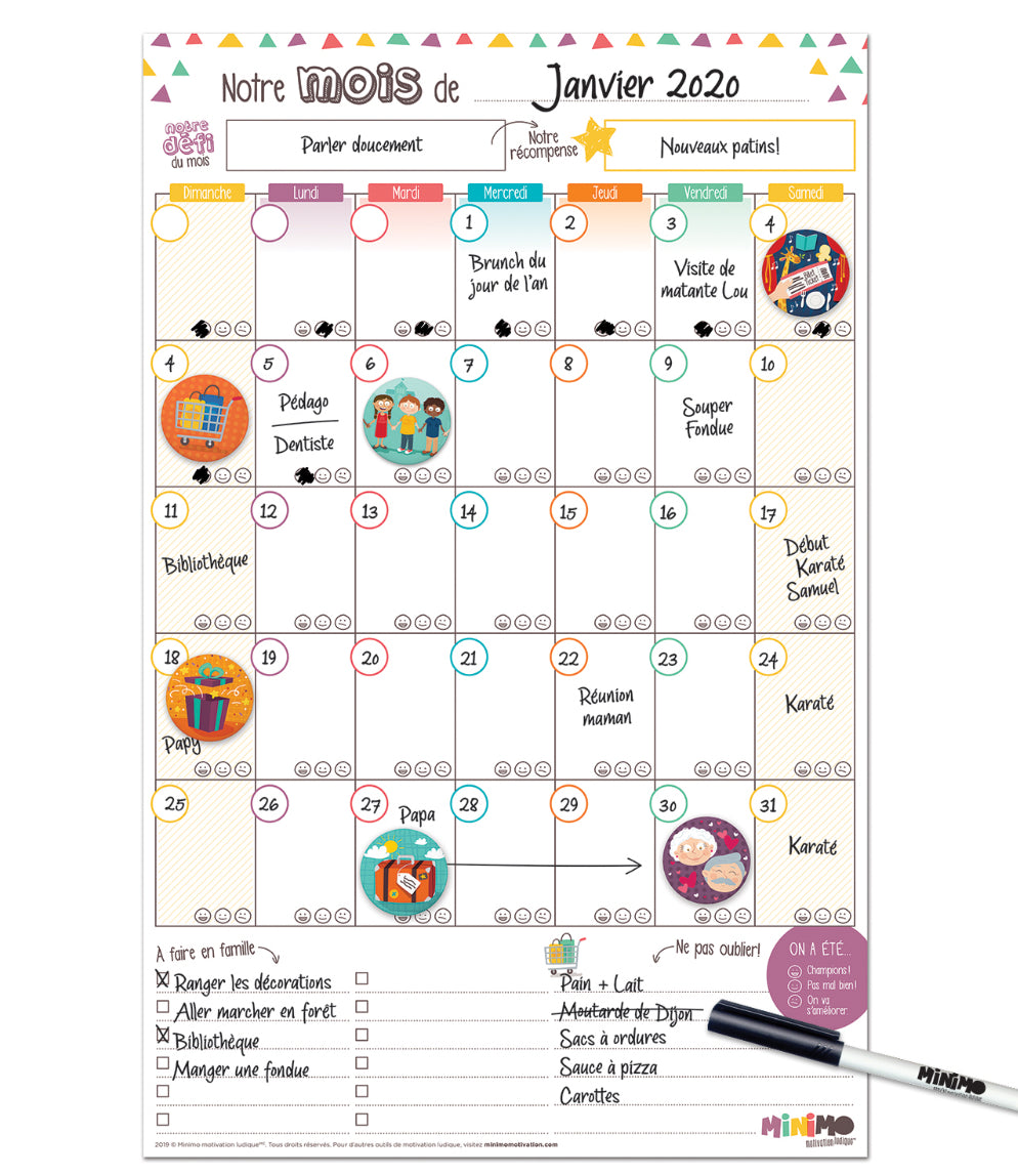 Calendrier du mois vertical