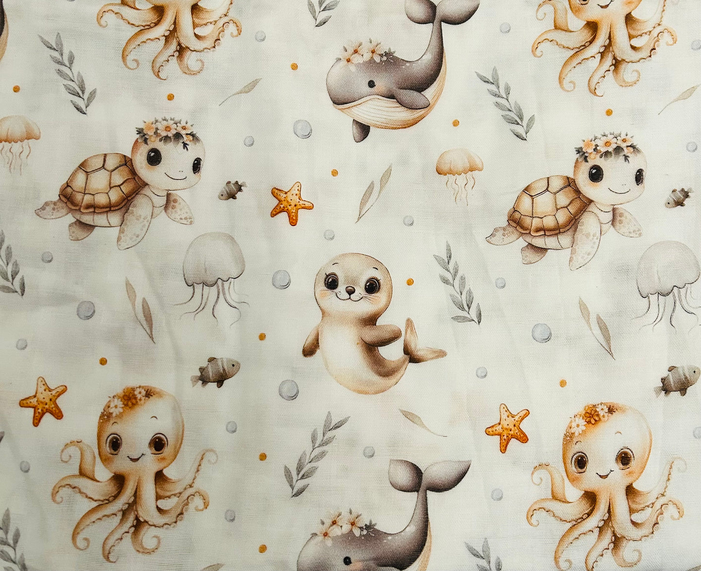 Doudou mousseline - fond marin