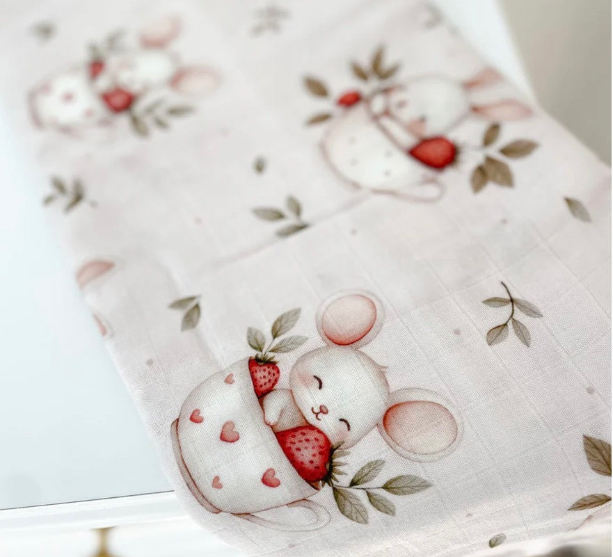 Doudou Mousseline| Fraise Création jade