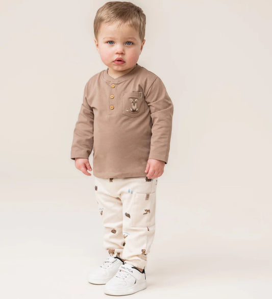Ensemble t-shirt deux-pièces Bébé Garcon Brun