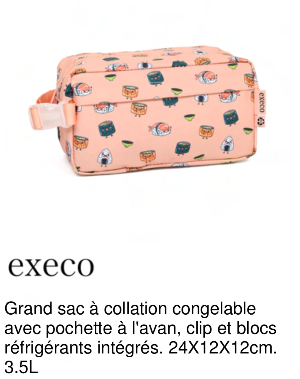 Sac à collation sushi| Congelable