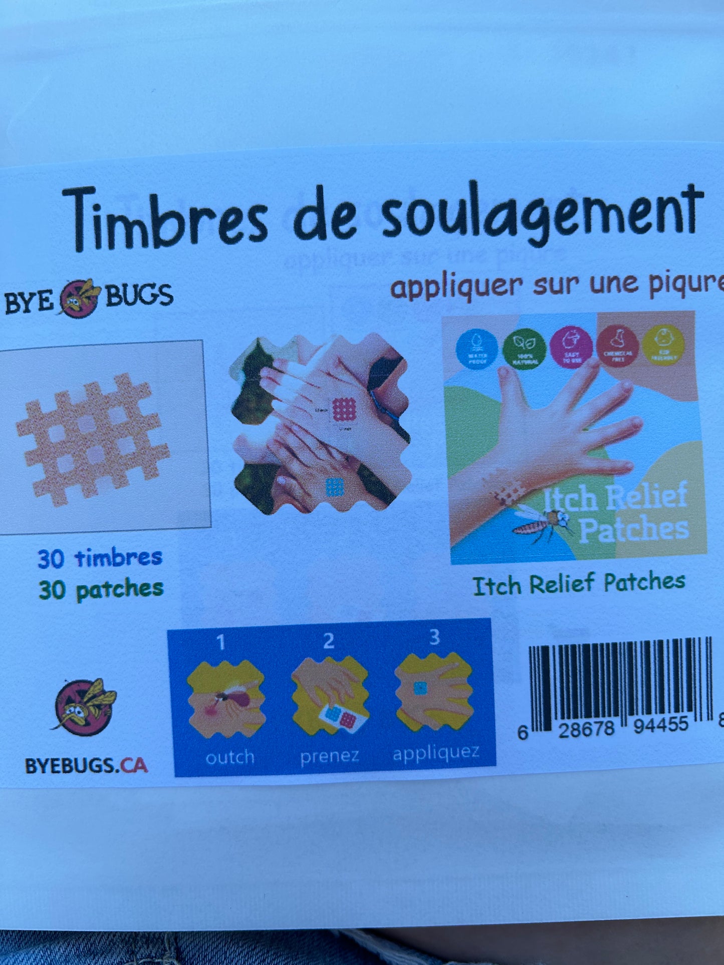 Timbre de soulagement pour piqure