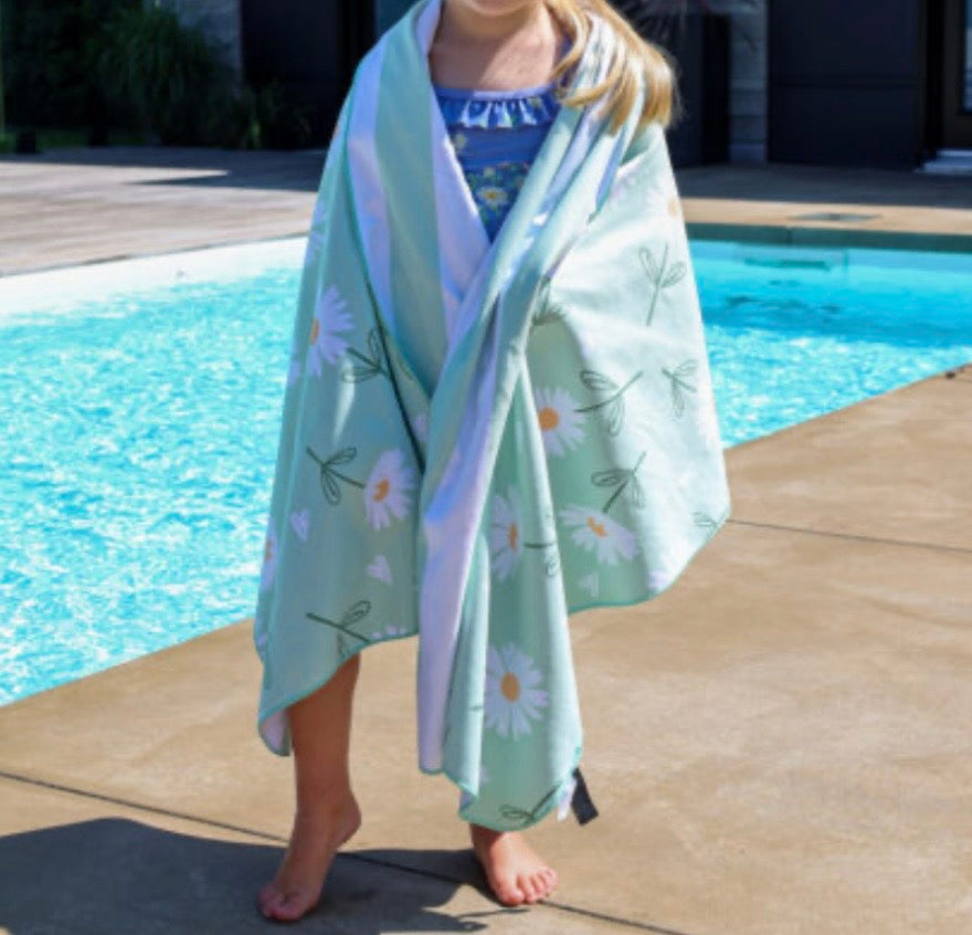 Serviette en microfibre k5 | fleurs verte