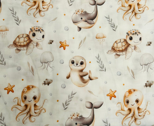 Doudou mousseline - fond marin