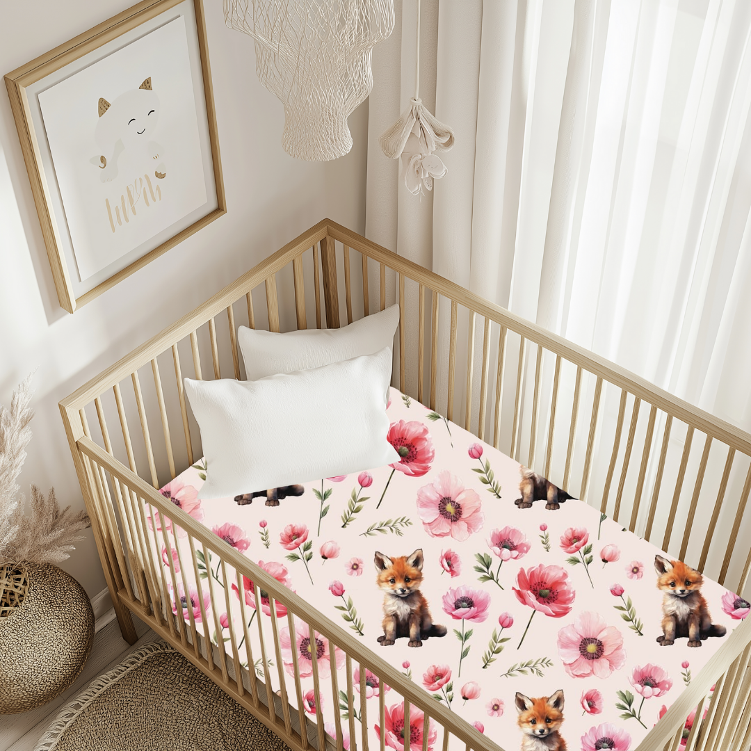 Drap renards fleurs